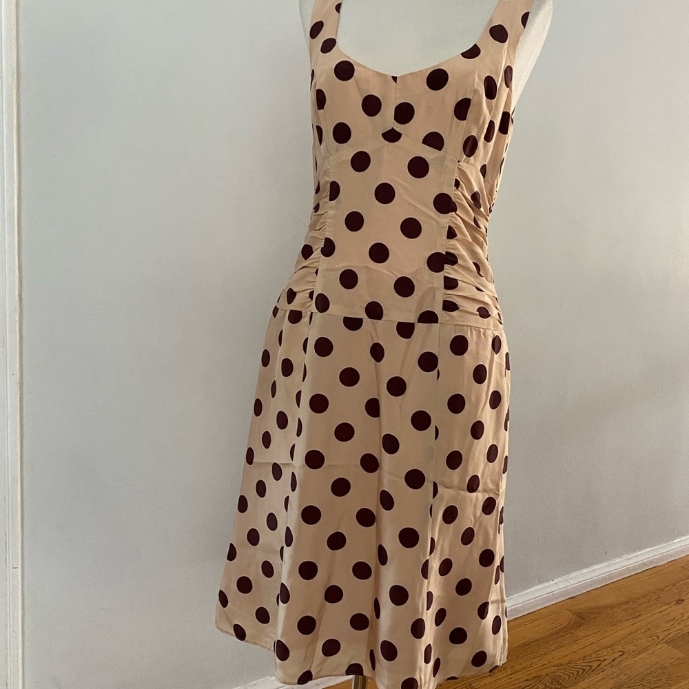 Nanette Lepore dress blush with brown polka dots
